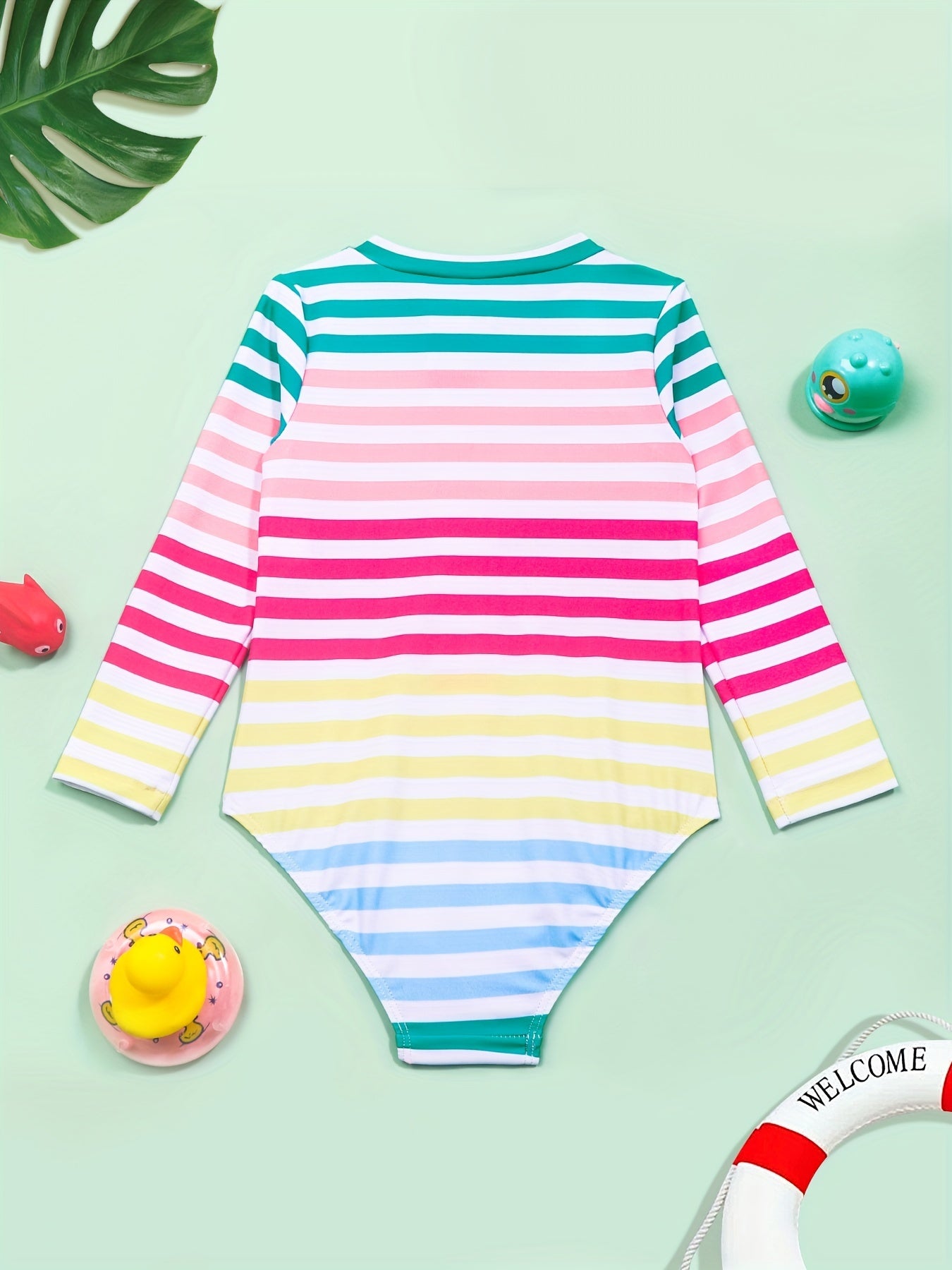 Toddler Girls Rainbow Stripe One Piece Swimsuit