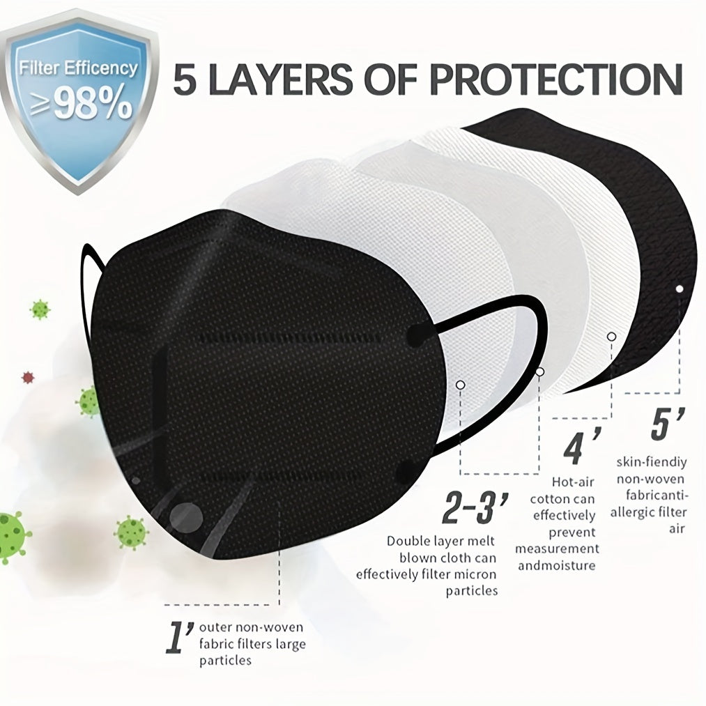 50pcs KN95 Cup Dust Safety Face Masks with Elastic Ear Loop