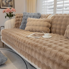 Thick Plush Sofa Slipcover Non Slip Fuzzy Couch Cover Furniture Protector