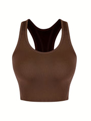 Crop Tops Racerback Yoga Vest Women Gym Seamless Ribbed Sleeveless Tank Tops