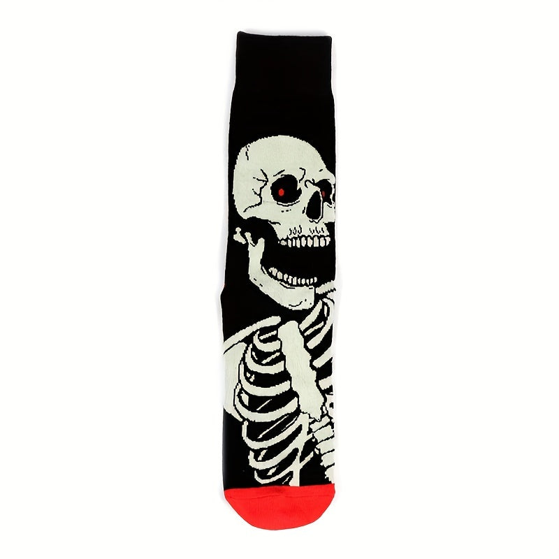 Halloween Skeleton Jacquard Mid-calf Socks