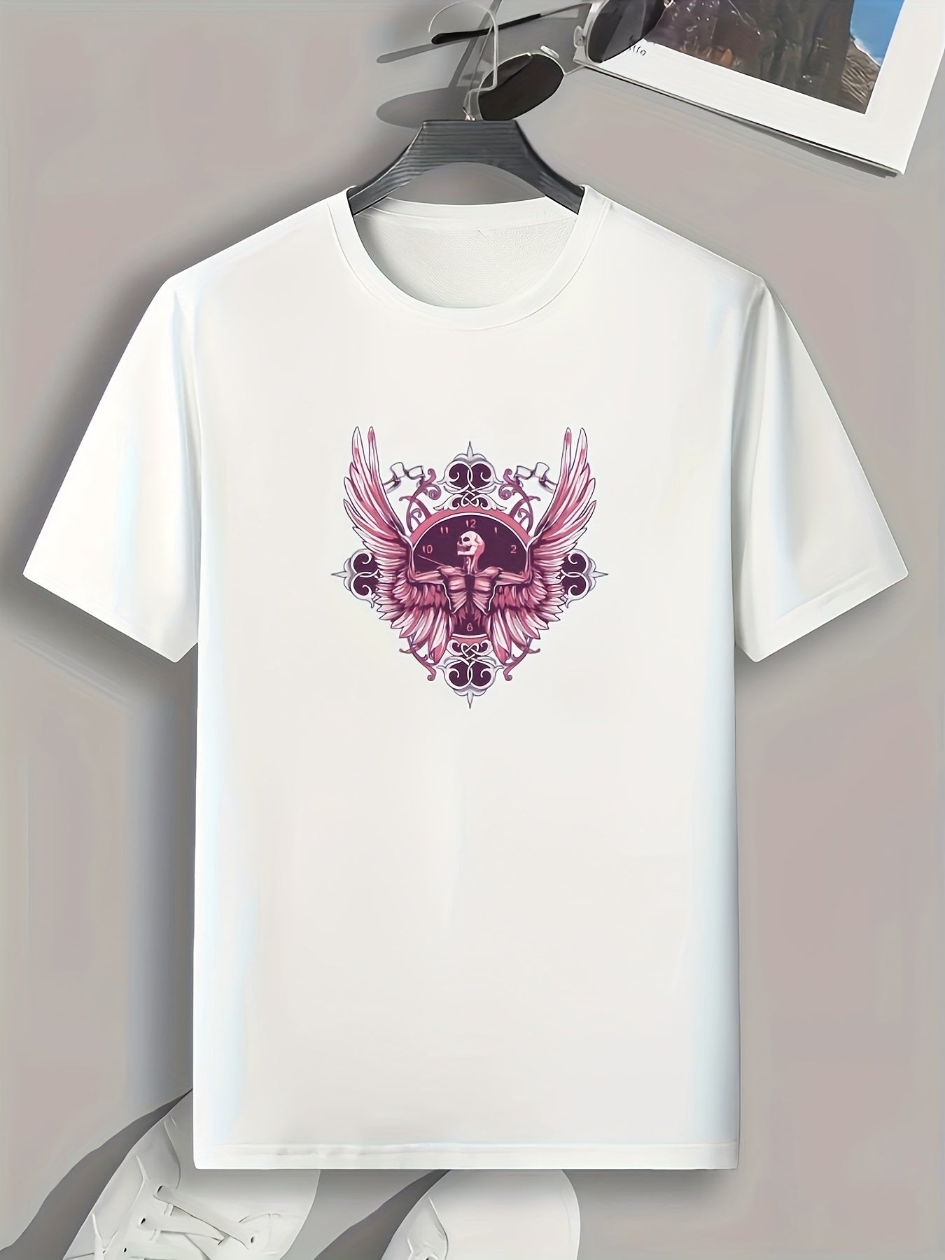 Skull Pattern Print Men's Sports T-shirt - Fitness Tee for Outdoor Activities