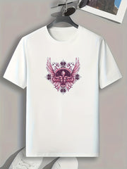 Skull Pattern Print Men's Sports T-shirt - Fitness Tee for Outdoor Activities