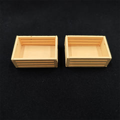 2pcs Mini Wooden Fruit Basket Models for Dollhouse Decoration