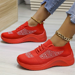 Rhinestone Casual Running Shoes Soft Sole Sneakers