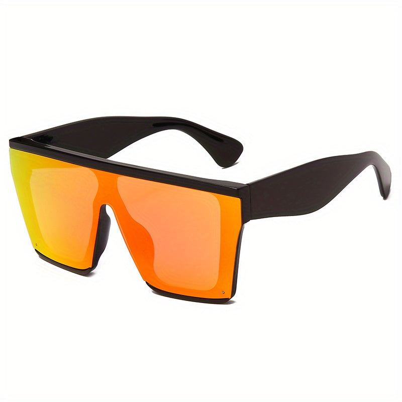 Men's Large Square Frame Sunglasses Casual Mixed One piece Glasses