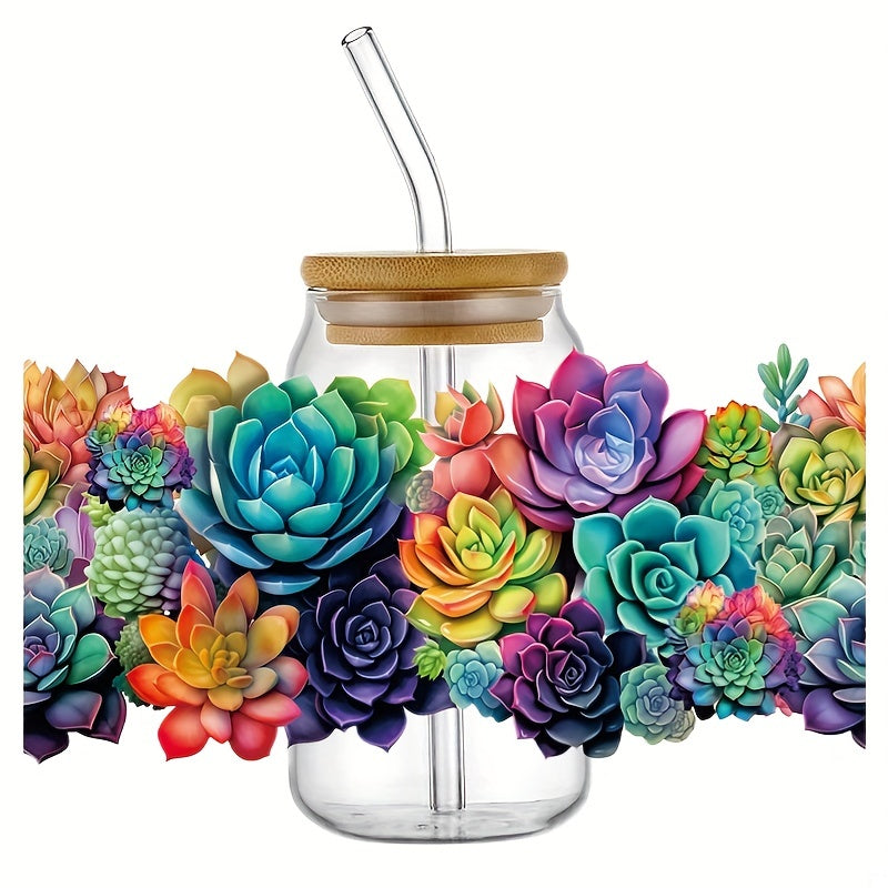 Flower UV DTF Transfer Sticker For 16 oz Glass Cups