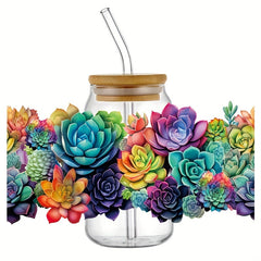 Flower UV DTF Transfer Sticker For 16 oz Glass Cups
