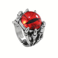 Retro Funky Dragon Eye Silver Ring Vintage Accessory