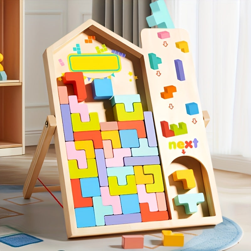 Colorful 3D Wooden Puzzle Blocks for Kids DIY Educational Brain Teaser Toy