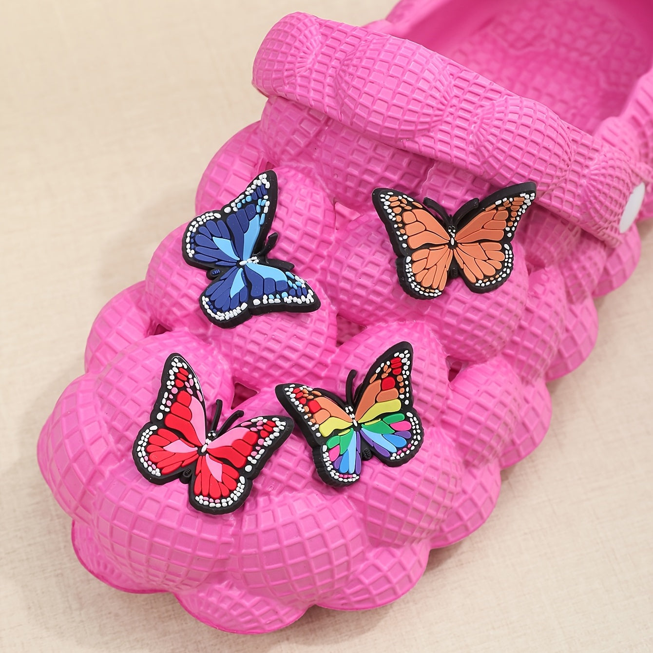 Butterfly Decor Bubble Massage Sandals Slip On Ankle Strap Shoes