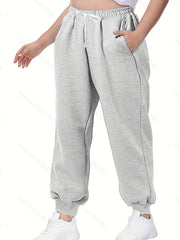 Sports Pants Women's Plus Elastic Tie Waist Joggers With Pockets