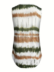 Tie Dye Striped Square Neck Tank Top Summer Sleeveless Casual Tank