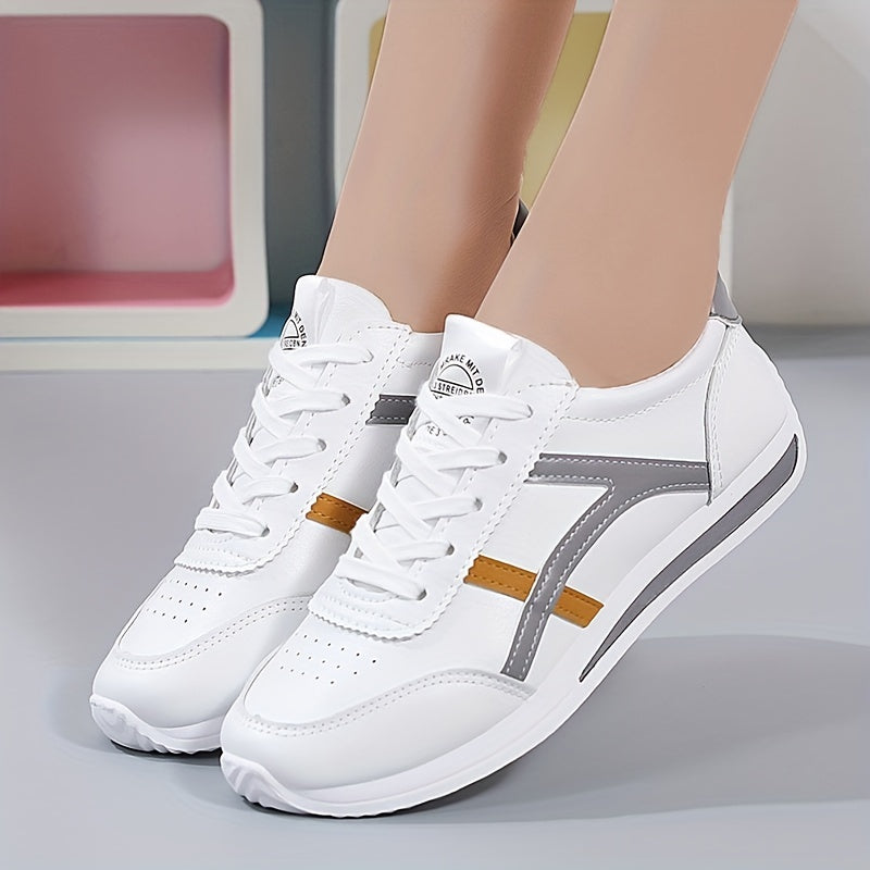 Women's Colorblock Casual Sneakers Lace Up Low Round Toe Non slip Shoes