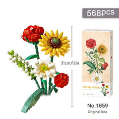 DIY Chrysanthemum Rose 3D Model Toy Mini Building Block Bouquet Home Decor