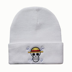 1pc One Piece Anime Embroidered Knitted Hat Men's Warm Wool Hat