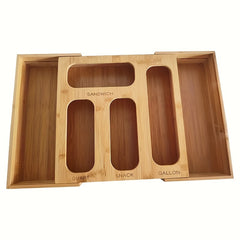 Bamboo Zipper Bag Storage Box 6-In-1 Fresh Keeping Organizer