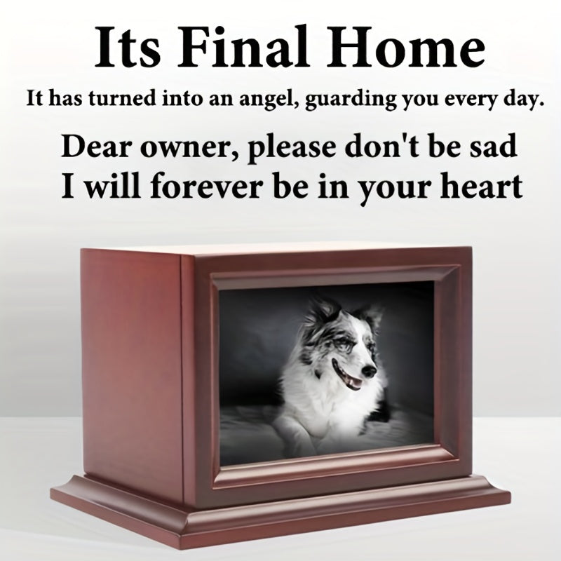 Custom Wood Pet Cremation Urn with Photo - Memorialize Your Beloved Dog or Cat