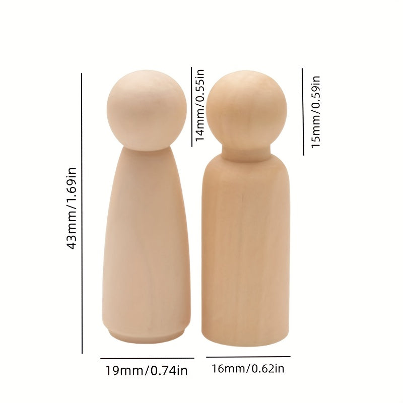 10pcs Wooden Nail Doll Block 4 29 Cm Craft DIY Painting Small World Game