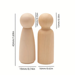 10pcs Wooden Nail Doll Block 4 29 Cm Craft DIY Painting Small World Game