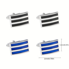 Rectangular Striped Paint French Cufflinks Suit Sleeve Nail
