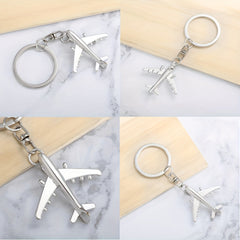 Stainless Steel Aircraft Model Keychain Keyring Bag Pendant Ornament