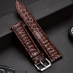 Crocodile Textured Leather Pin Buckle Strap 16-24mm