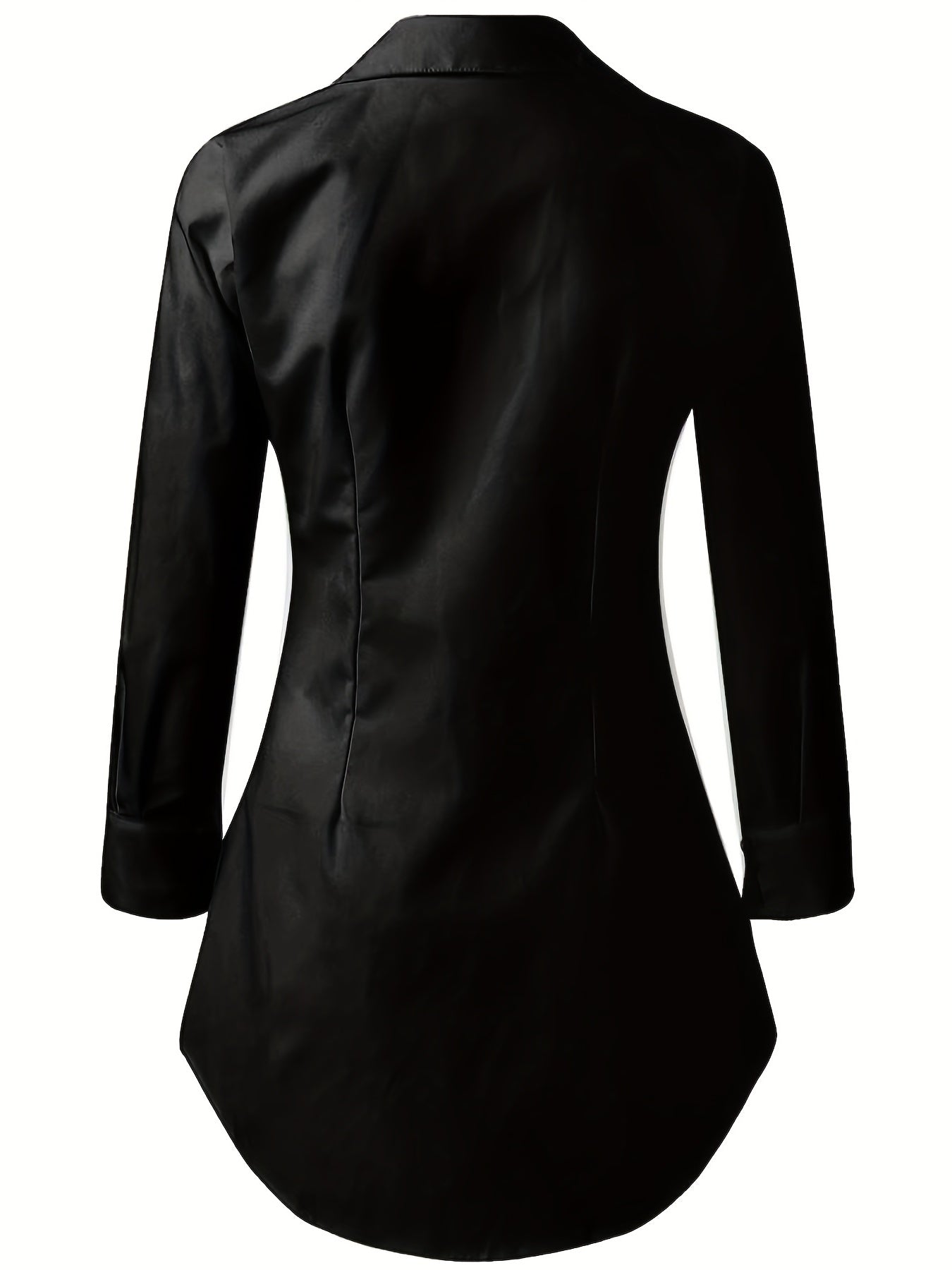 Women's Plus Solid Long Sleeve Button Up Shirt