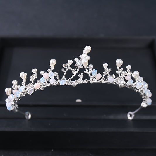 Flower Girl Pearl Headband Crystal Wedding Tiara Hair Piece