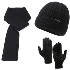 Knitted Hat Scarf Gloves Winter Beanie Neck Scarf Anti Slip Gloves