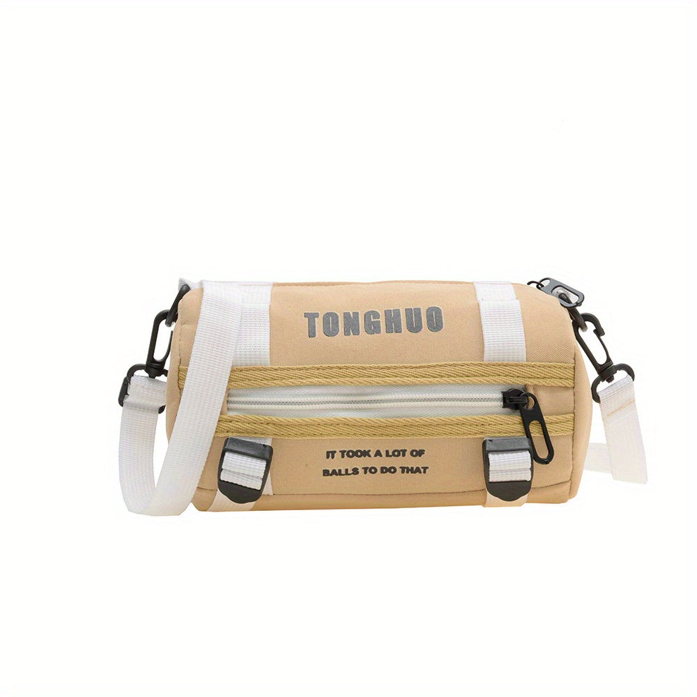 Casual Cylindrical Bag For Boys Outdoor Camping Hiking Travel Crossbody Bag