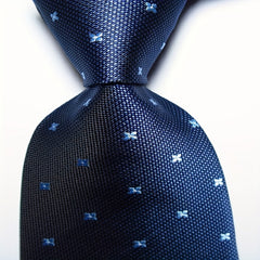 Plaid Dot Style Tie Men's Necktie Set Dark Red Brown Jacquard Woven