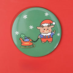 Christmas Theme Round Mirror Pocket Size Makeup Mirror for Travel