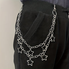 Retro Pentagram Multilayer Pants Chain Men's Waist Chain Y2K Jewelry