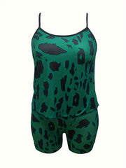 Dalmatian Print Cami Top & Shorts Set Plus Size Casual Loungewear