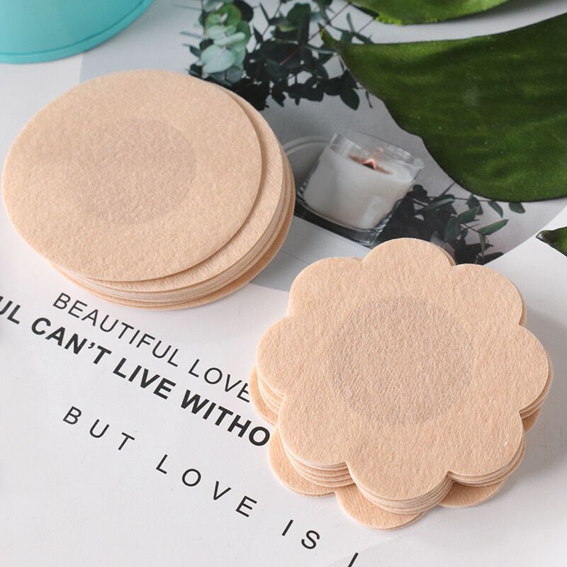 30 Pairs Women's Disposable Nipple Stickers Anti-glare Round Flower