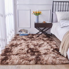 Large Tie Dyed Light Grey Shaggy Rug 78x74 Inch