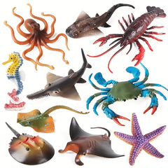 10pcs Ocean Marine Shark Starfish Octopus Crab Animals Sea Life Figurine Toy