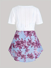 Eyelet Embroidered Short Sleeve Cardigan & Cami Top Two Piece Set