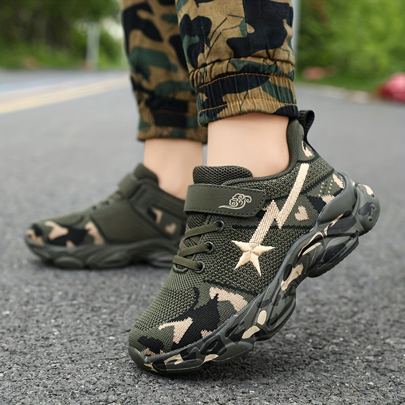 Boy's Camo Military Style Sneakers Comfy Soft Sole Shoes
