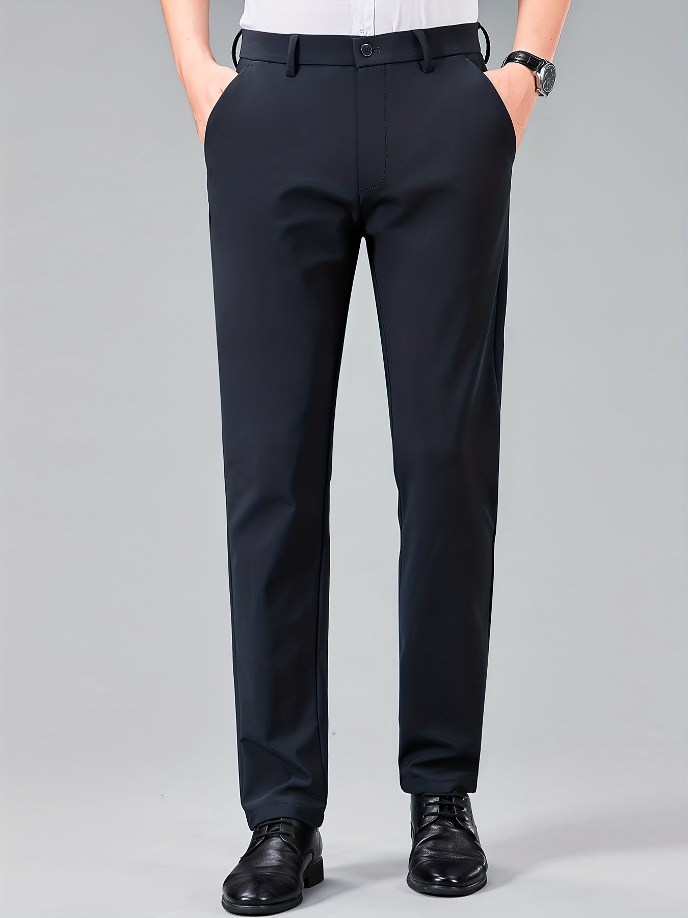Men's Formal Solid Stretch Dress Pants Business Wear Spring Summer