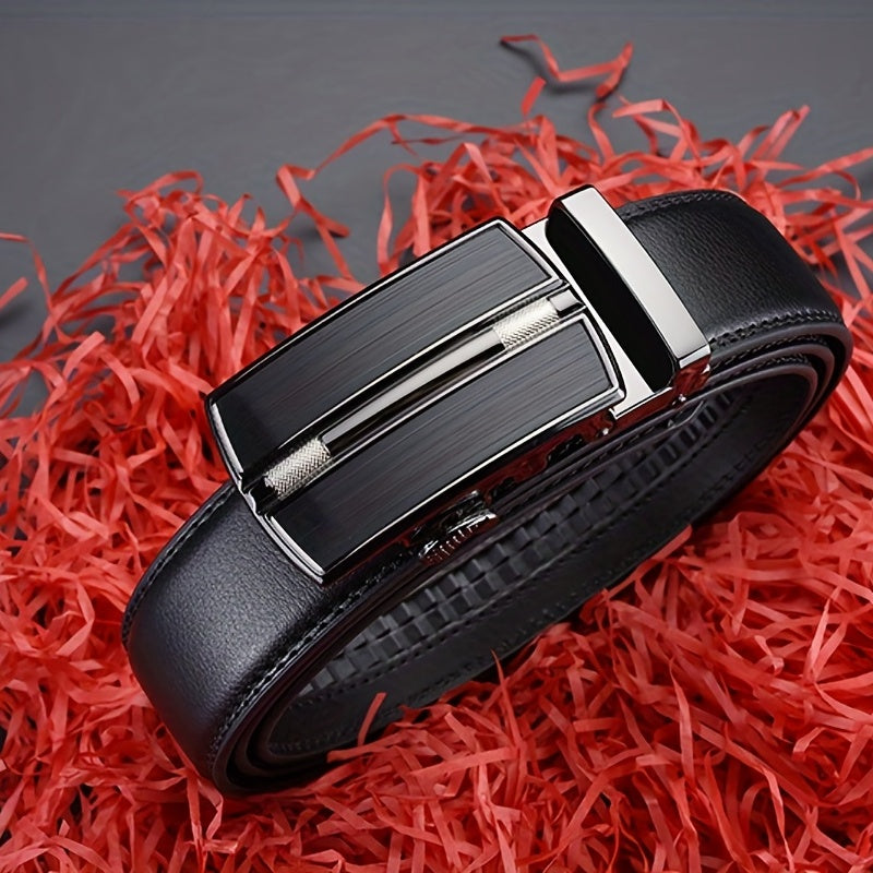 High End Men's Leather Business Belt with Automatic Buckle