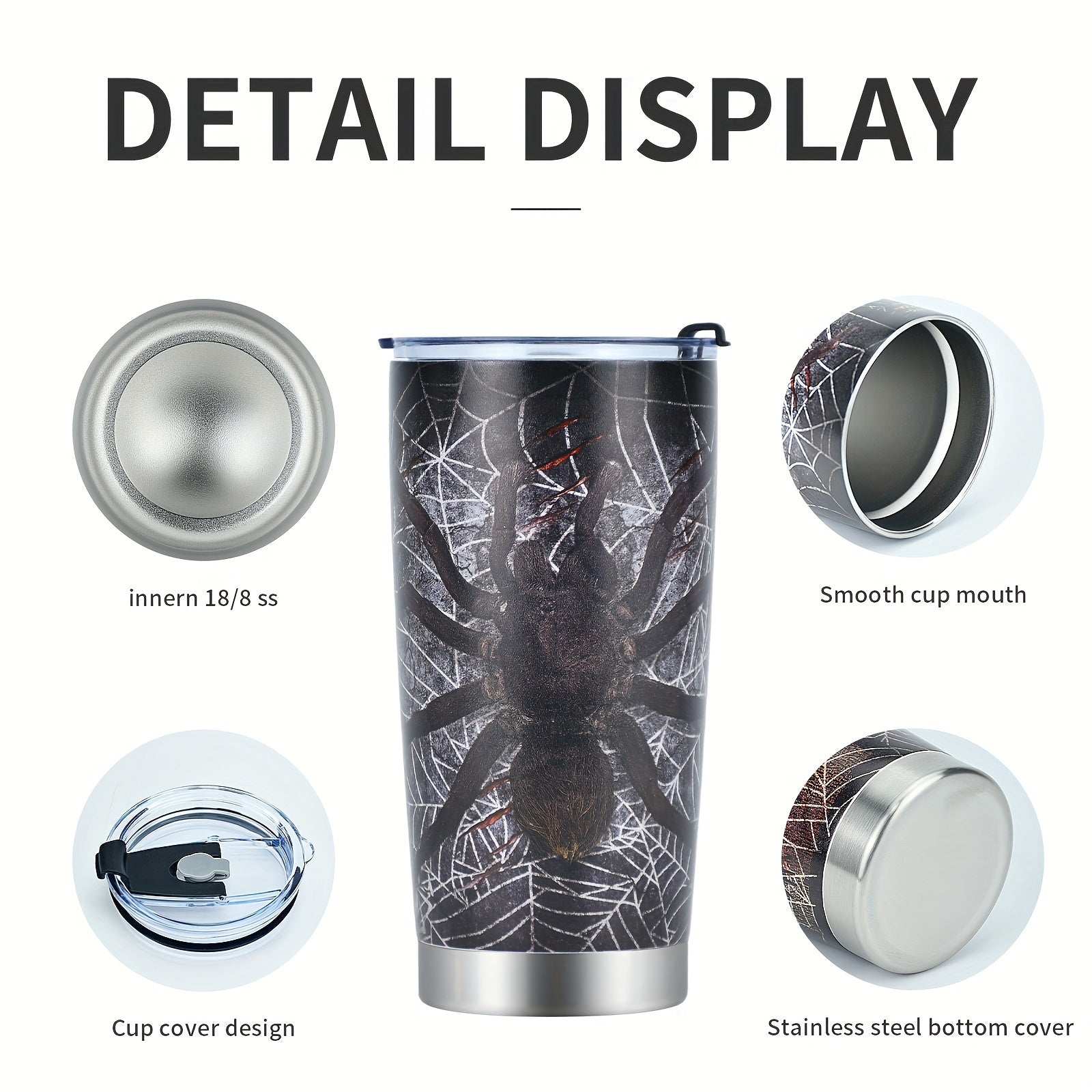 20oz Spider Pattern Stainless Steel Tumbler Cup