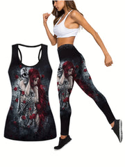 Women's Plus Size Halloween Sports Outfits Set