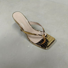 Women's Golden Stiletto Heeled Sandals Clip Toe Outdoor Shoes