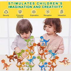 Wooden Dinosaur Stacking Game for Kids, Montessori Toys