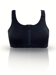 Zipper Front Sporty Bra High Stretch