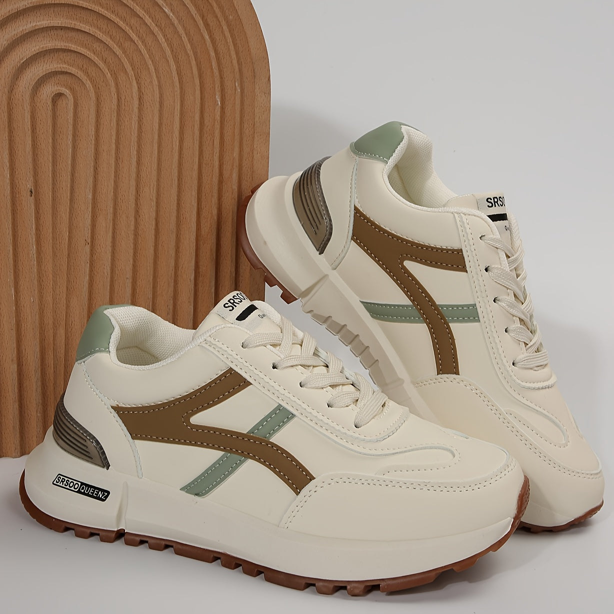 Women's Faux Leather Thick Bottom Skate Shoes Lightweight Sneakers