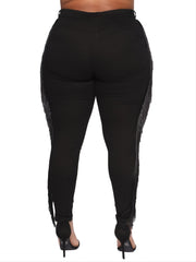 Ripped High Rise Fringe Skinny Jeans