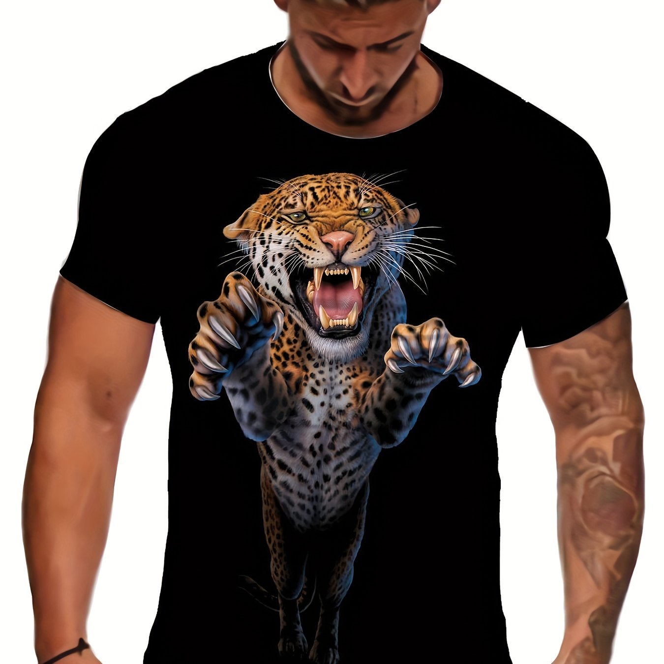 Men's 3D Animals Print T shirt Crew Neck Tee